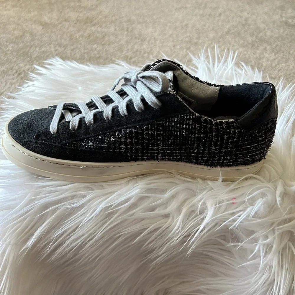 You Can Surf Later Women’s P448 Charcoal Gray Suede/Tweed Sneaker Size EU 38